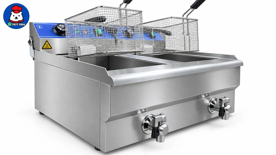 Vista 2 de Freidora eléctrica Industrial doble - 27 litros con valvula