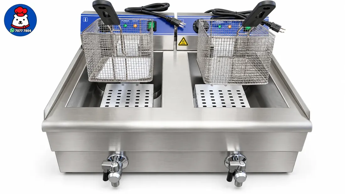 Vista 8 de Freidora eléctrica Industrial doble - 27 litros con valvula