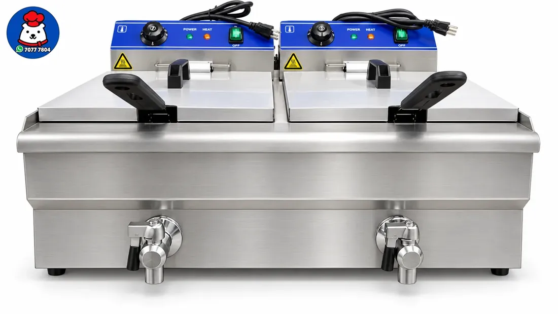 Vista 7 de Freidora eléctrica Industrial doble - 27 litros con valvula