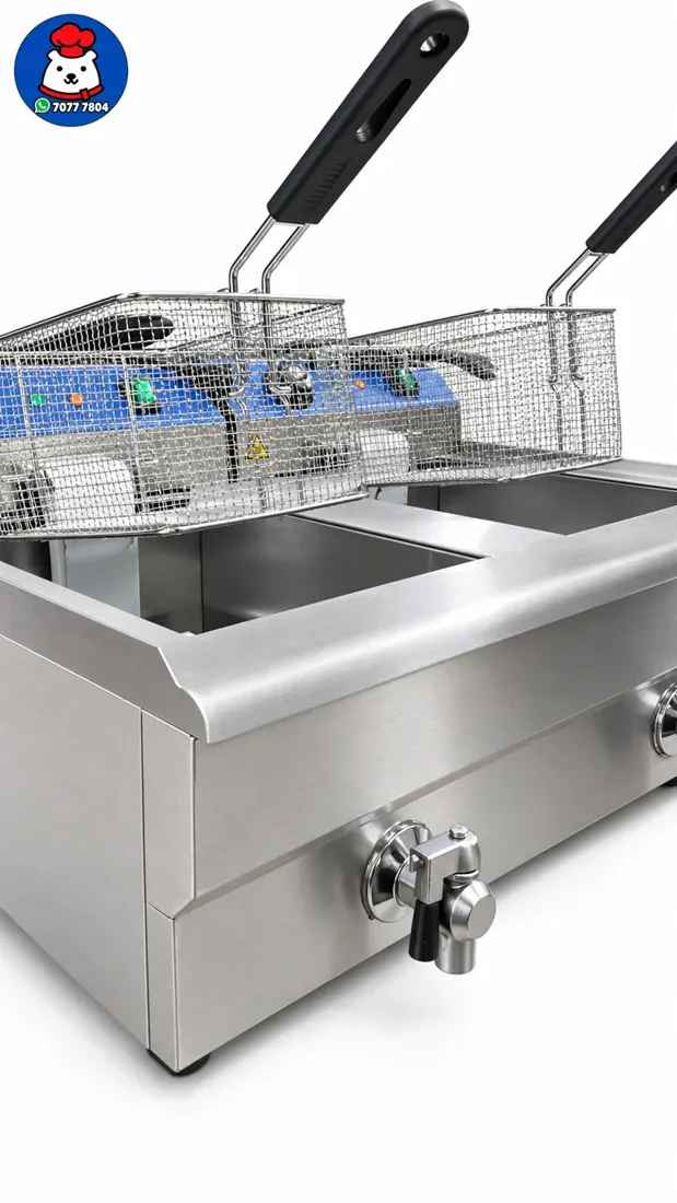 Vista 3 de Freidora eléctrica Industrial doble - 33 litros con valvula