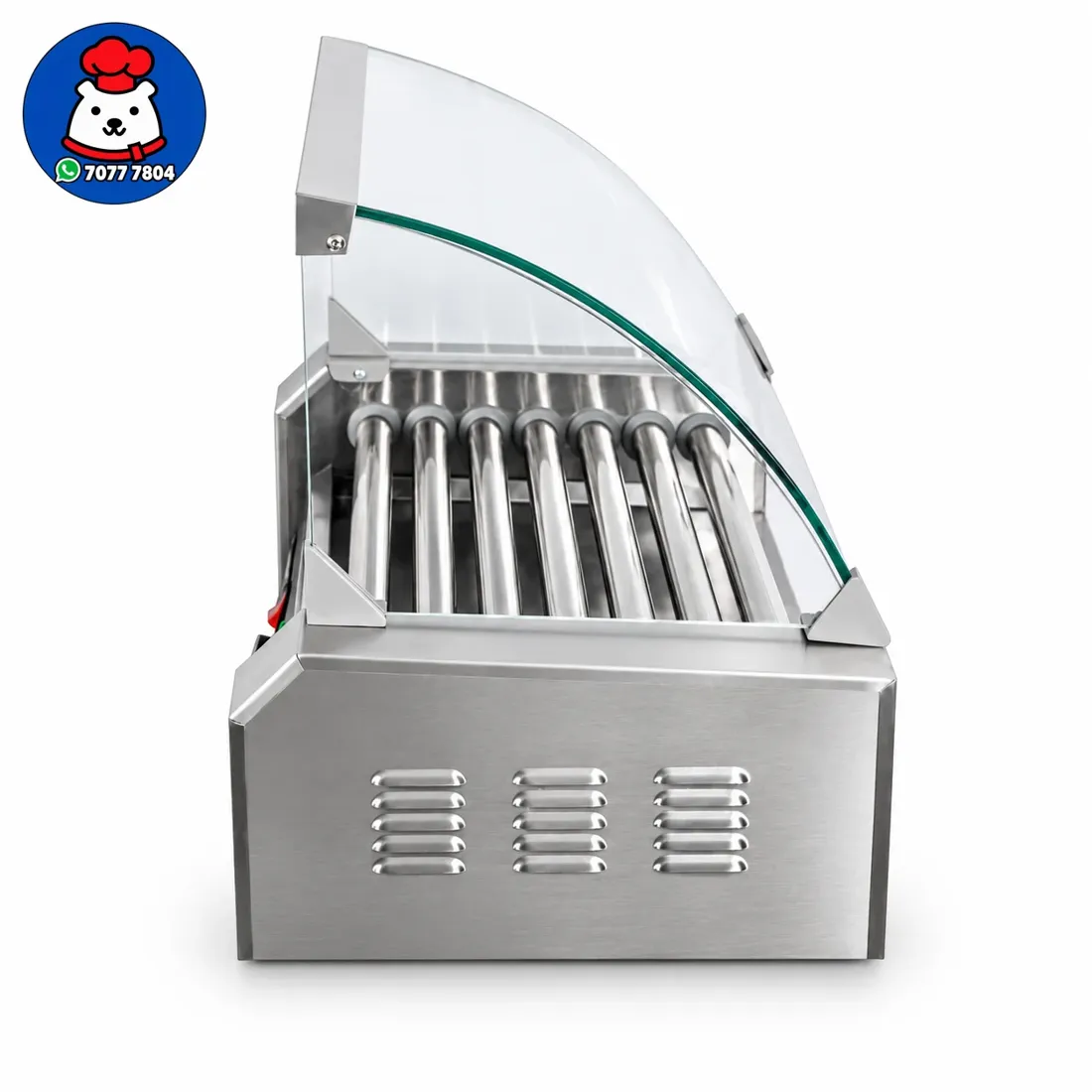Vista 3 de Máquina de perros calientes de 7 rodillos con vitrina