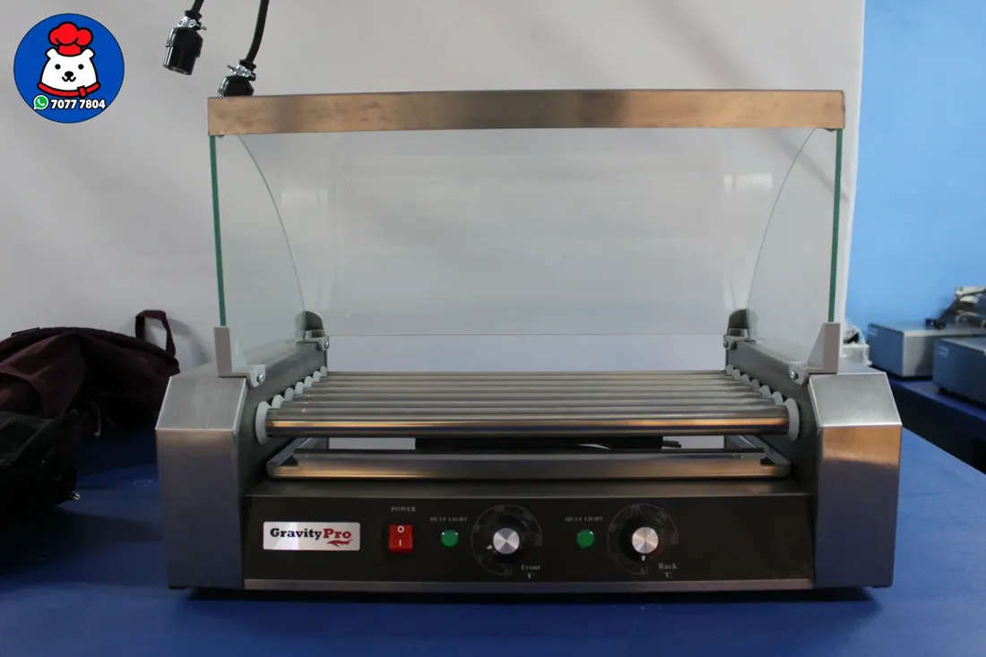 Vista 2 de Máquina de perros calientes de 7 rodillos con vitrina