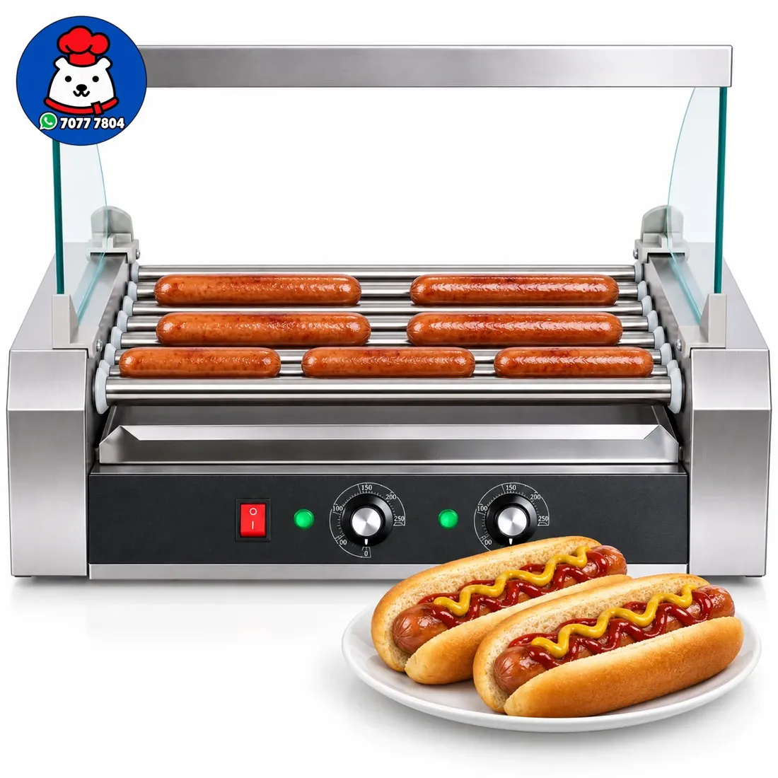 Vista 6 de Máquina de perros calientes de 7 rodillos con vitrina