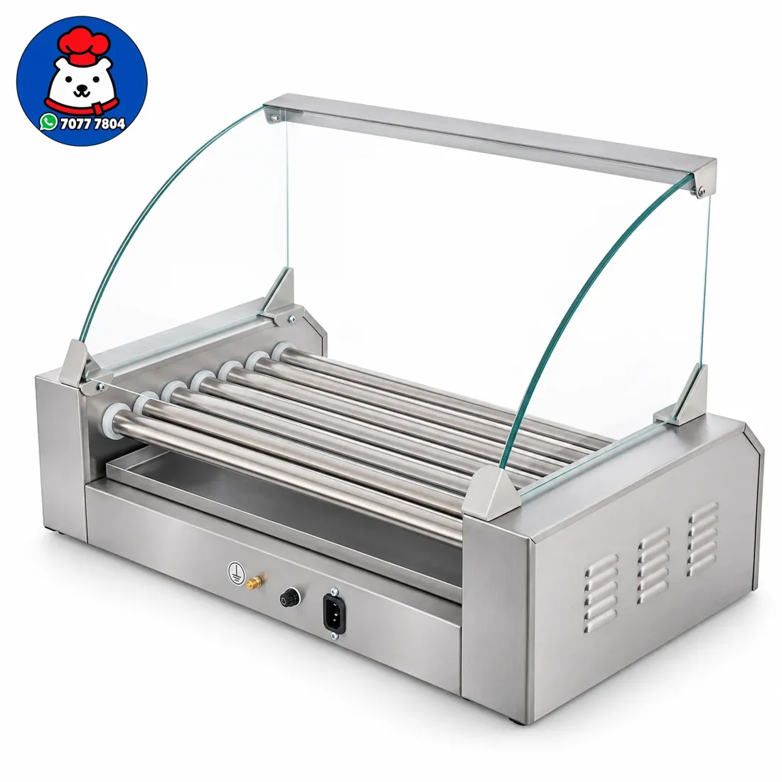 Máquina de perros calientes de 7 rodillos con vitrina